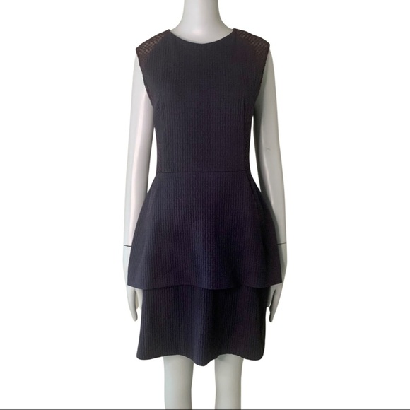 O’2ND Peplum Embroidered Sheer Sleeveless Blue Dress Size 8 - Picture 13 of 15